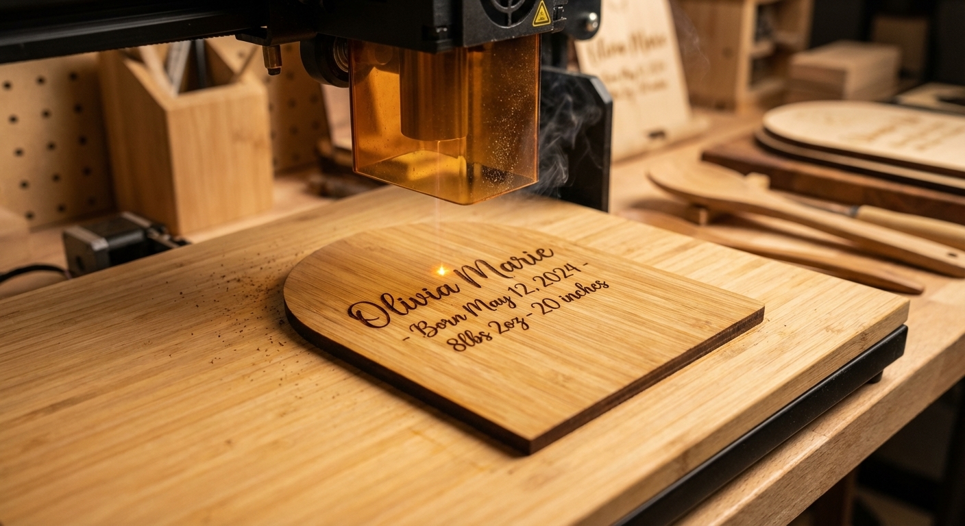 Laser engraving in progress